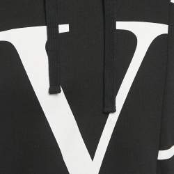 Pre Owned Valentino Black Logo Print Cotton Hooded Sweatshirt S
