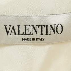 Pre Owned Valentino White Floral Applique Crepe Loose Fit Top M
