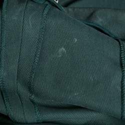 Valentino Green Cotton Gabardine Buckle Detail Wide-Leg Trousers L