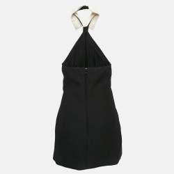Pre Owned Valentino Black Wool Blend Halter Mini Dress L