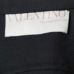 Pre Owned Valentino Black Textured Wool Zip-Up Jacket L