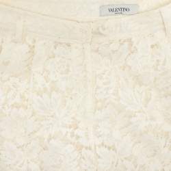 Pre Owned Valentino Cream Lace Wide Leg Trouser XS