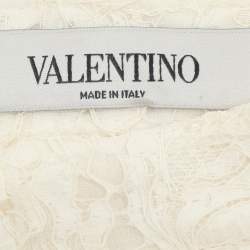 Pre Owned Valentino Cream Lace Wide Leg Trouser XS