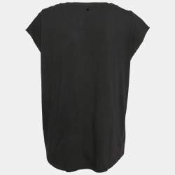 Valentino Black Eagle Print Jersey Cap Sleeve T-Shirt L