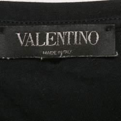 Valentino Black Eagle Print Jersey Cap Sleeve T-Shirt L