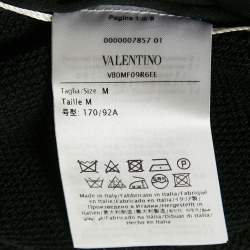 Pre Owned Valentino Black Lace Trim Cotton Knit Hooded Poncho M