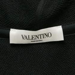 Pre Owned Valentino Black Lace Trim Cotton Knit Hooded Poncho M