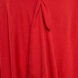 Valentino Red Red Lace Trim Knit Asymmetric Cardigan S