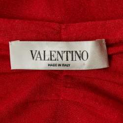 Valentino Red Red Lace Trim Knit Asymmetric Cardigan S