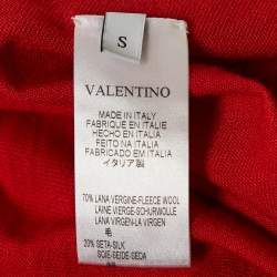 Valentino Red Red Lace Trim Knit Asymmetric Cardigan S
