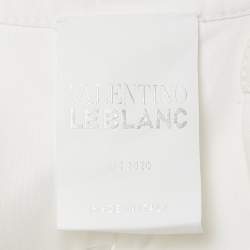 Pre Owned Valentino Le Blanc White Cotton Tie Detail Mini Shift Dress M