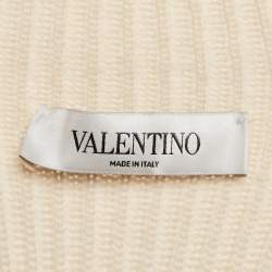 مملوكة مسبقًا Valentino Cream Knit Lace Trim Hooded Cardigan M