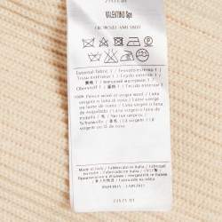 مملوكة مسبقًا Valentino Cream Knit Lace Trim Hooded Cardigan M