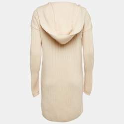 مملوكة مسبقًا Valentino Cream Knit Lace Trim Hooded Cardigan M