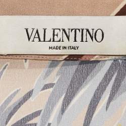 Valentino Brown/Grey Hawaiian Print Silk Crepe Short Sleeve Shirt M 