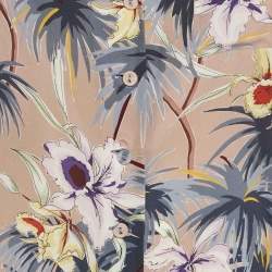 Valentino Brown/Grey Hawaiian Print Silk Crepe Short Sleeve Shirt M 