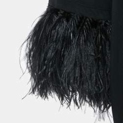 Valentino Black Cotton Feather Trimmed Tunic Top XS