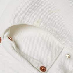 Pre Owned Valentino White Studded Denim Wide Leg Jeans L Waist 31"