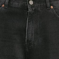 Pre Owned Valentino Black Denim Detachable Ostrich Feather Cuff Cropped Jeans M