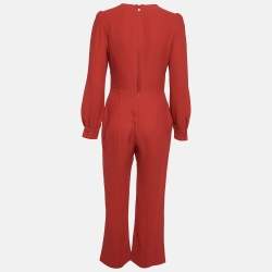 Valentino Red Silk Full Sleeve Jumpsuit M