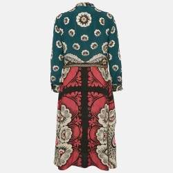 Valentino Multicolor Printed Silk Full Sleeve Midi Dress M