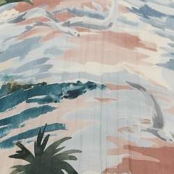 Pre Owned Valentino Multicolor Printed Silk Plisse Long Skirt M