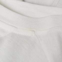 Valentino White Logo Print Cotton Knit and Lace Flared Midi Dress M