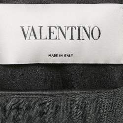 Valentino Dark Grey Wool Blend Pleated Sleeveless Short Dress M