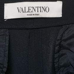 Pre Owned Valentino Navy Blue Silk Straight Leg Trousers M