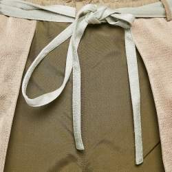 Valentino Beige/Green Crepe and Silk Pocket Detail Shorts S