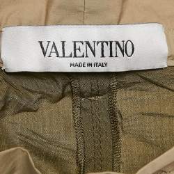 Valentino Beige/Green Crepe and Silk Pocket Detail Shorts S
