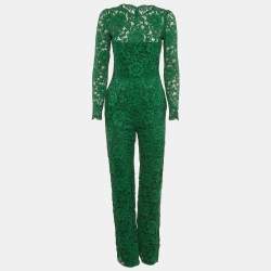 Valentino Green Lace Long Sleeve Jumpsuit S
