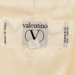 Pre Owned Valentino Vintage Cream Basket Weave Double Breasted Blazer M