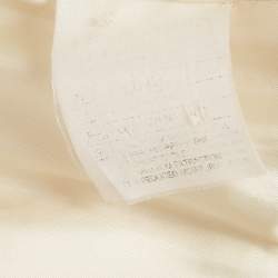 Pre Owned Valentino Vintage Cream Basket Weave Double Breasted Blazer M