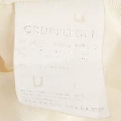 Pre Owned Valentino Vintage Cream Basket Weave Double Breasted Blazer M