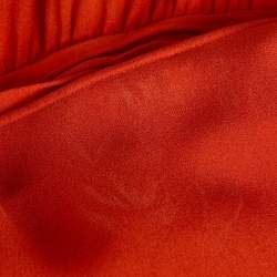 Pre Owned Valentino Orange Silk Crepe Tie-Up Detail Waist Maxi Dress M