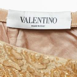 Valentino Gold Floral Brocade Pencil Skirt M