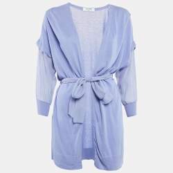Valentino Light Purple Cotton Belted Open Cardigan M