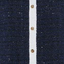 Valentino Navy Blue Sequin Embellished Lurex Bouclé-Tweed Mini Dress L