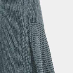 Valentino Grey Wool Rib Knit & Lace Trim Open Cardigan M