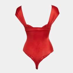 Valentino Wolford Red Lycra String Bodysuit S