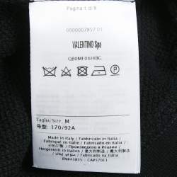 Valentino Black Velvet Pansy Applique Cotton Oversized Hoodie M