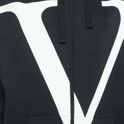 Valentino Black Vlogo Print Cotton Zip Up Hoodie S