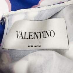 Pre Owned Valentino Blue Abstract Print Cotton Maxi Dress L