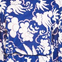 Pre Owned Valentino Blue Abstract Print Cotton Maxi Dress L