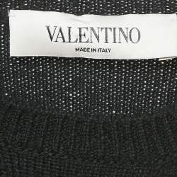 Pre Owned Valentino Black Cashmere Knit Crop Sweater S