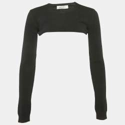 Pre Owned Valentino Black Cashmere Knit Crop Sweater S