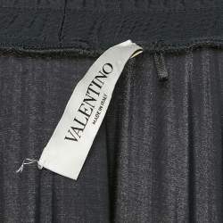 Pre Owned Valentino Black Pleated Nylon Maxi Skirt L
