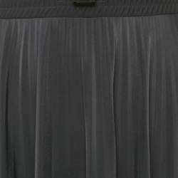 Pre Owned Valentino Black Pleated Nylon Maxi Skirt L