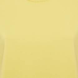 Pre Owned Valentino Yellow Lace and  Jersey Crew Neck Top M